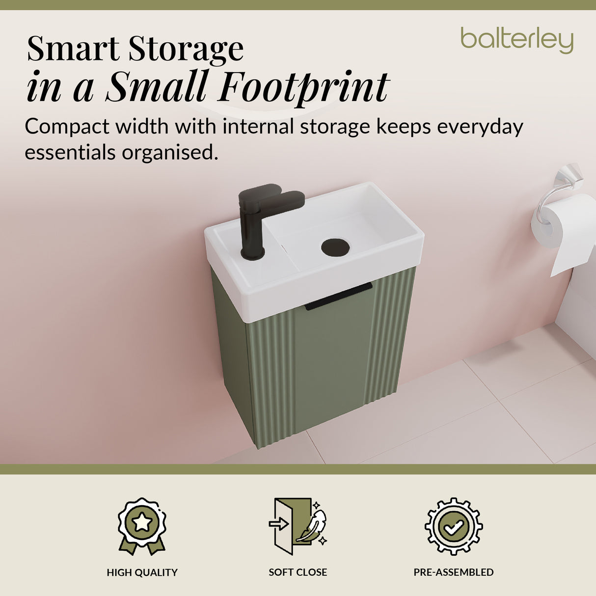 Retro Wall Hung Bathroom Cloakroom Vanity Basin Unit - Multiple Colours