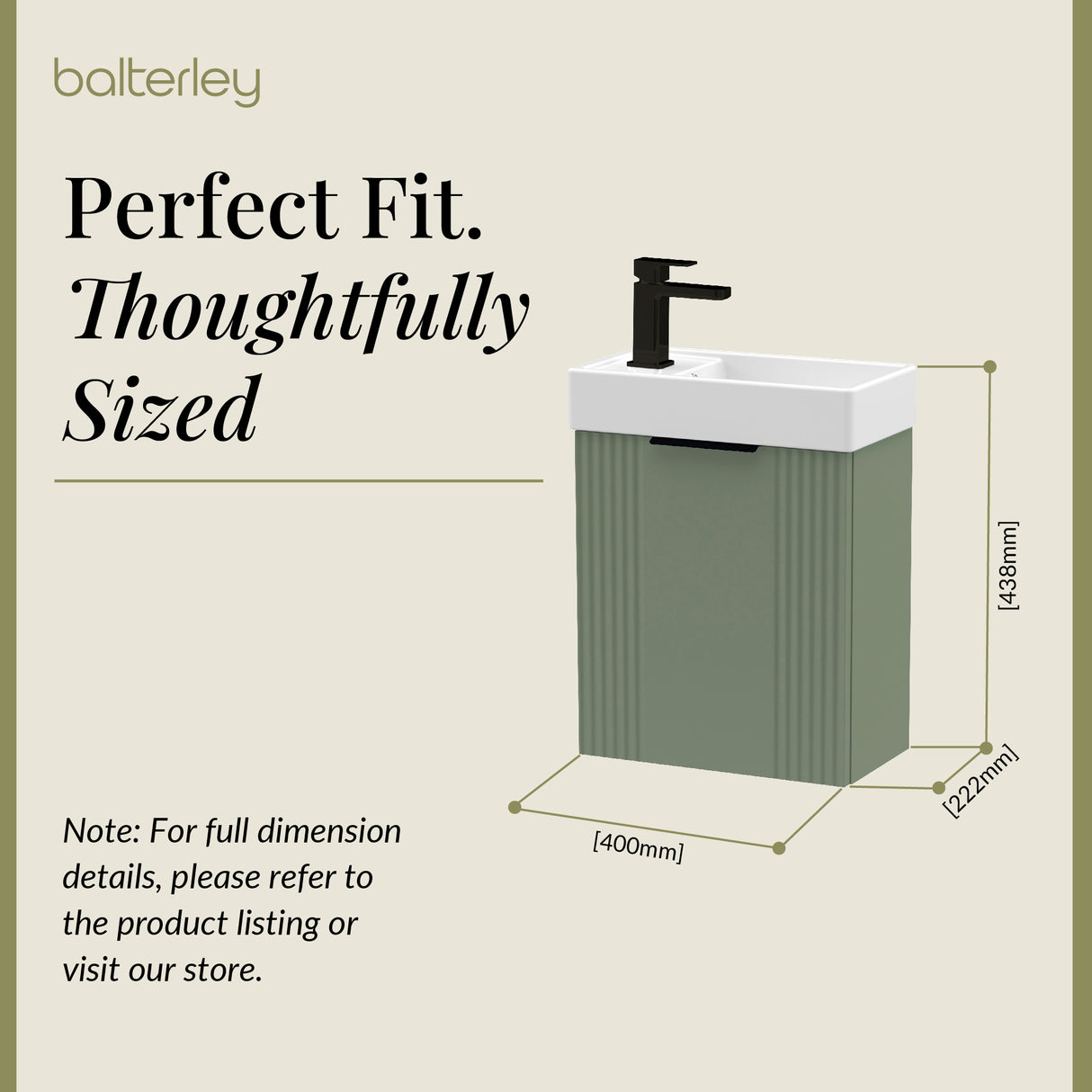 Retro Wall Hung Bathroom Cloakroom Vanity Basin Unit - Multiple Colours