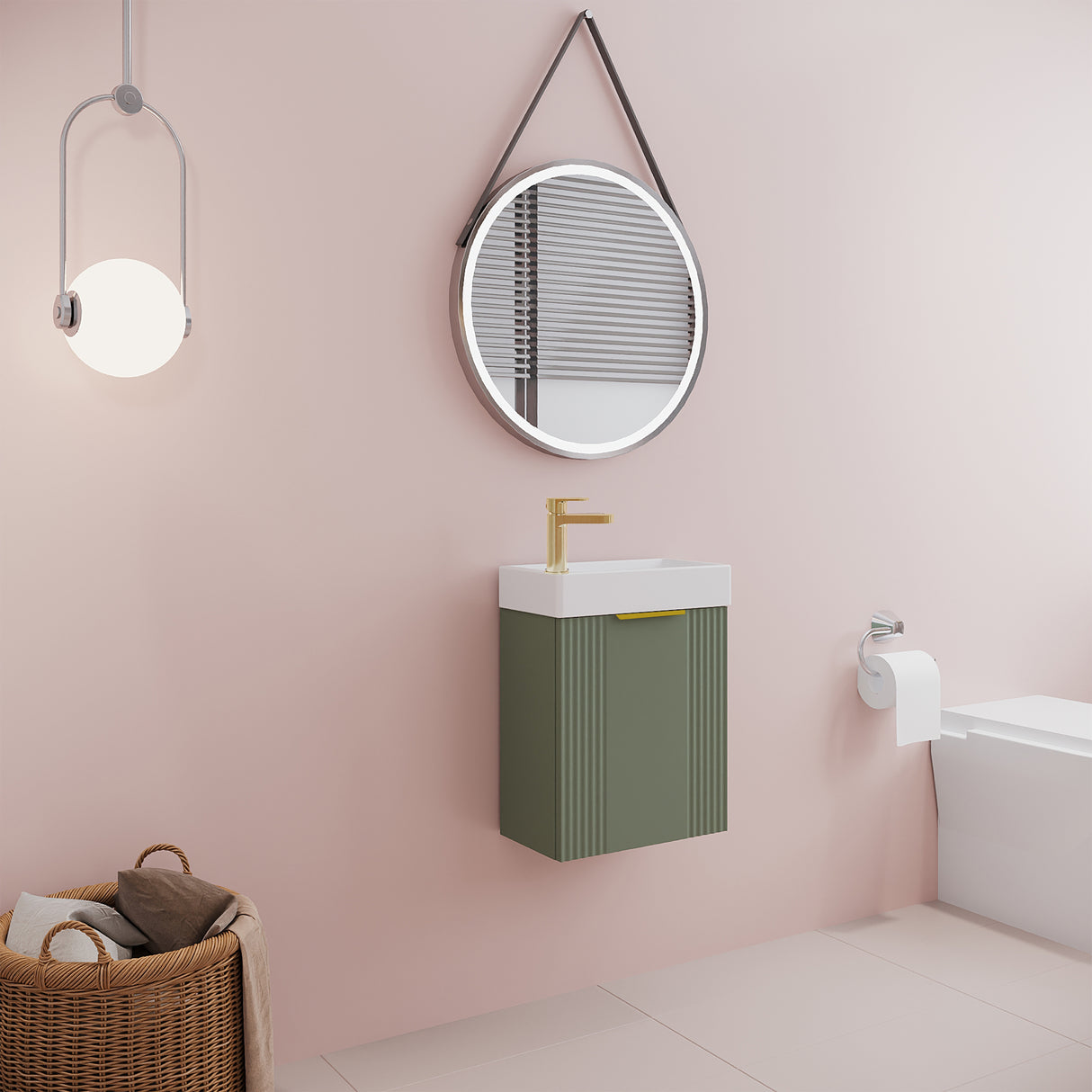 Retro Wall Hung Bathroom Cloakroom Vanity Basin Unit - Multiple Colours