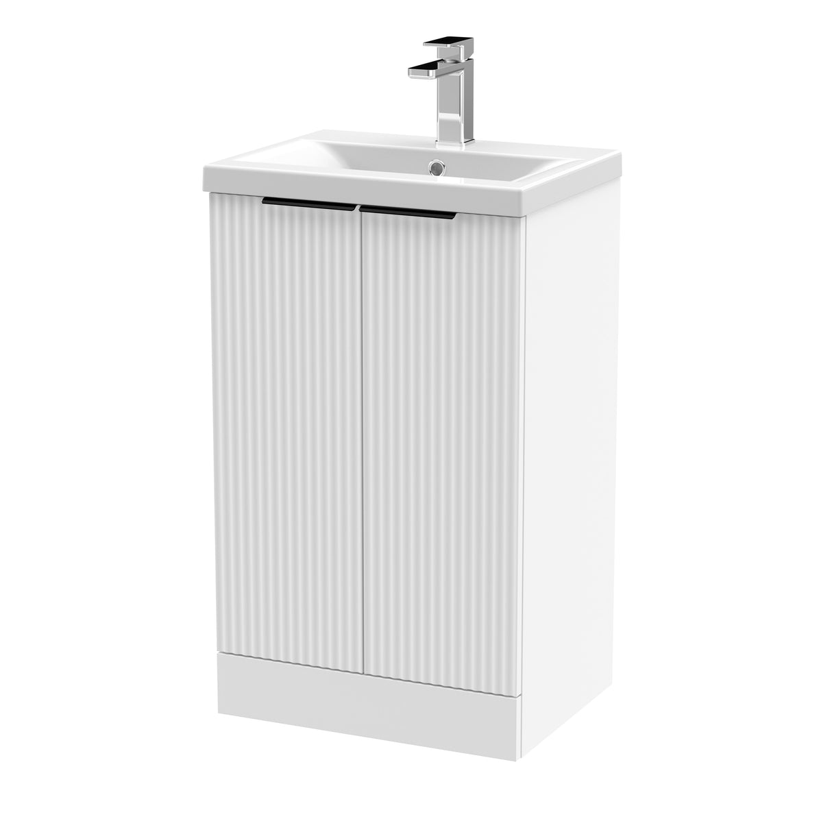 Fluted Front Floor Standing Vanity Basin Unit with Choice of Size, Colour and Handle Options