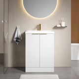 Fluted Front Floor Standing Vanity Basin Unit with Choice of Size, Colour and Handle Options
