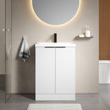 Fluted Front Floor Standing Vanity Basin Unit with Choice of Size, Colour and Handle Options