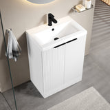 Fluted Front Floor Standing Vanity Basin Unit with Choice of Size, Colour and Handle Options
