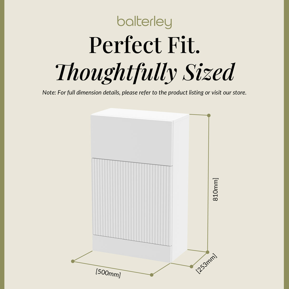 Fluted Front Floor Standing WC Unit, 500mm, Choice of Colour