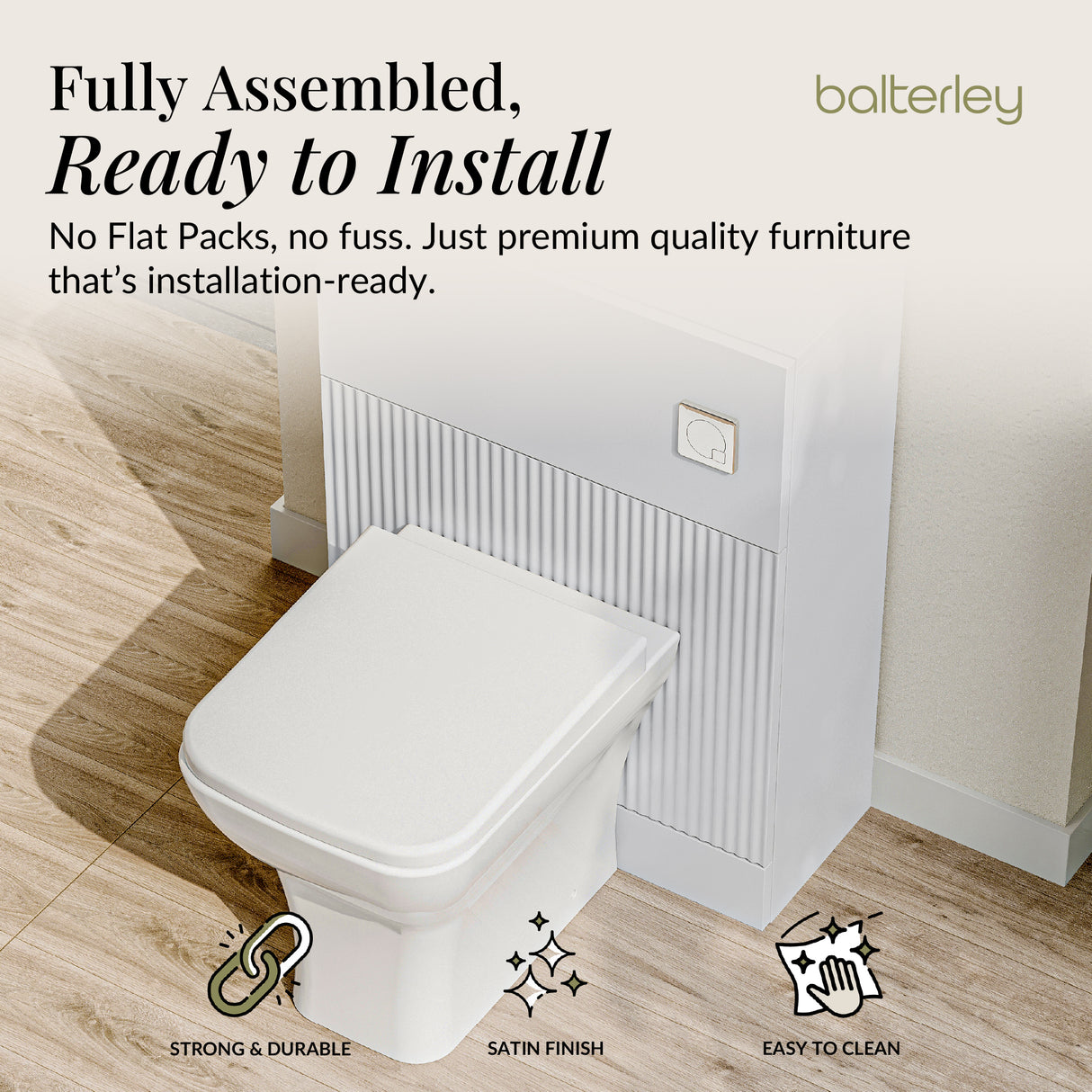Fluted Front Floor Standing WC Unit, 500mm, Choice of Colour