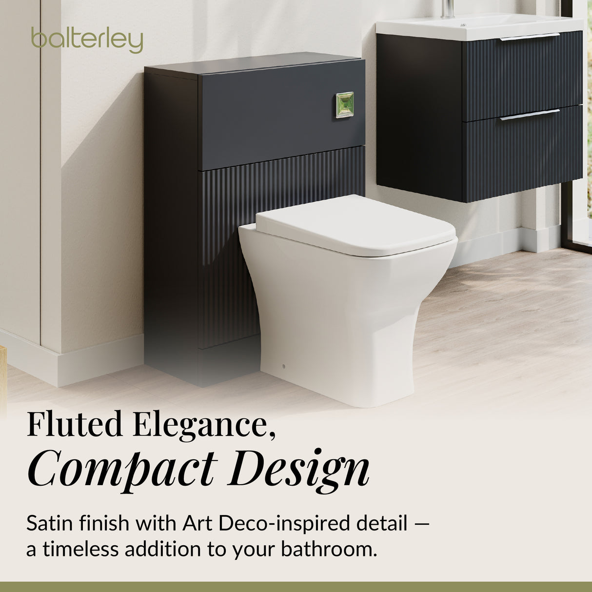 Fluted Front Floor Standing WC Unit, 500mm, Choice of Colour