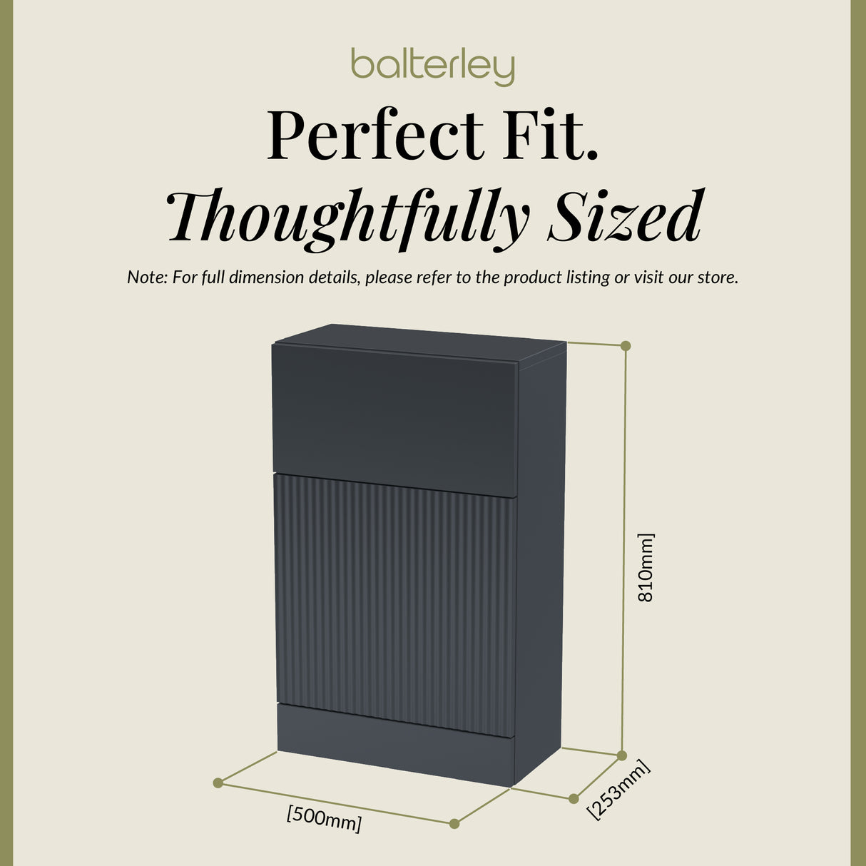 Fluted Front Floor Standing WC Unit, 500mm, Choice of Colour