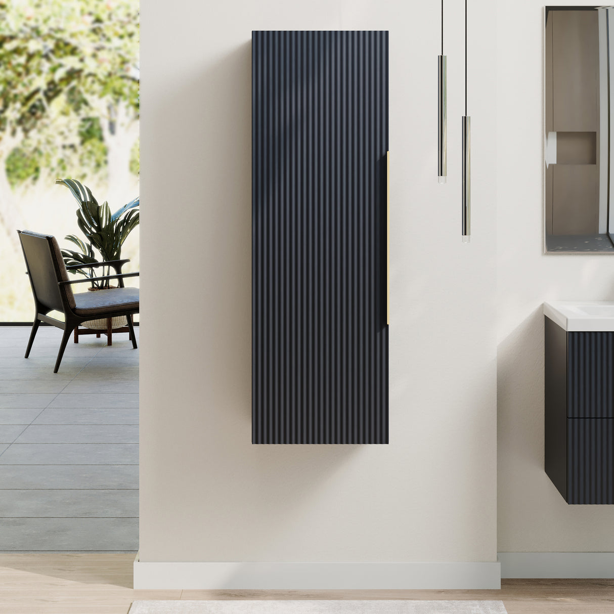 Fluted Tall Bathroom Unit, 400mm, Multiple Colours and Handle Options