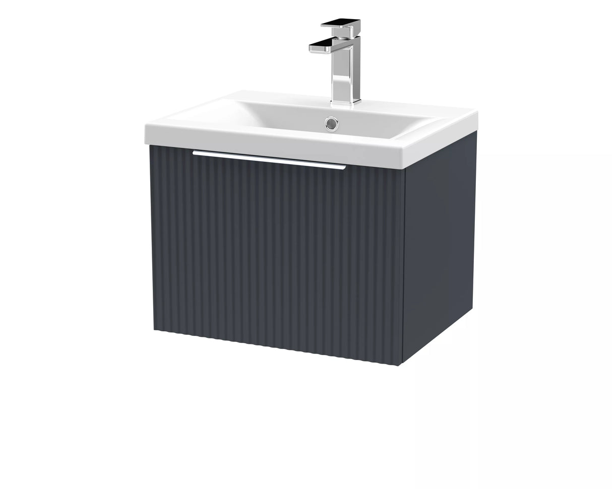Tixall Fluted Front Wall Hung Vanity Basin Unit with Choice of Size, Colour and Handle Options