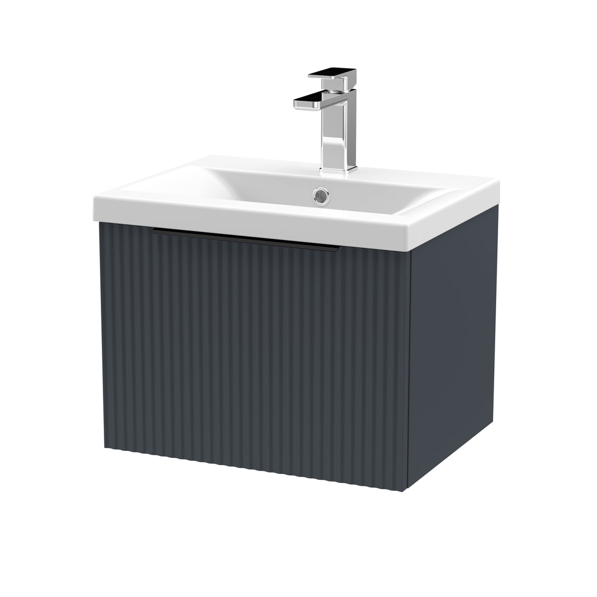 Fluted Front Wall Hung Vanity Basin Unit with Choice of Size, Colour and Handle Options