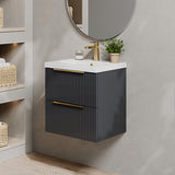 Fluted Front Wall Hung Vanity Basin Unit with Choice of Size, Colour and Handle Options