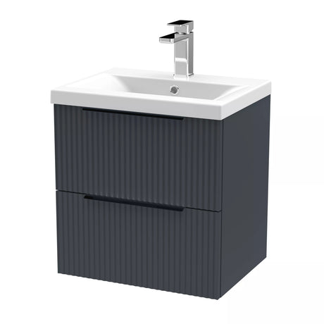 Tixall Fluted Front Wall Hung Vanity Basin Unit with Choice of Size, Colour and Handle Options
