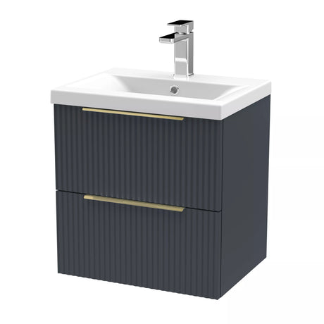Tixall Fluted Front Wall Hung Vanity Basin Unit with Choice of Size, Colour and Handle Options