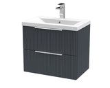 Tixall Fluted Front Wall Hung Vanity Basin Unit with Choice of Size, Colour and Handle Options