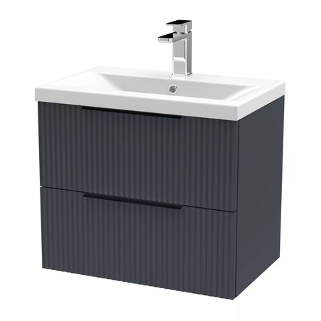 Tixall Fluted Front Wall Hung Vanity Basin Unit with Choice of Size, Colour and Handle Options