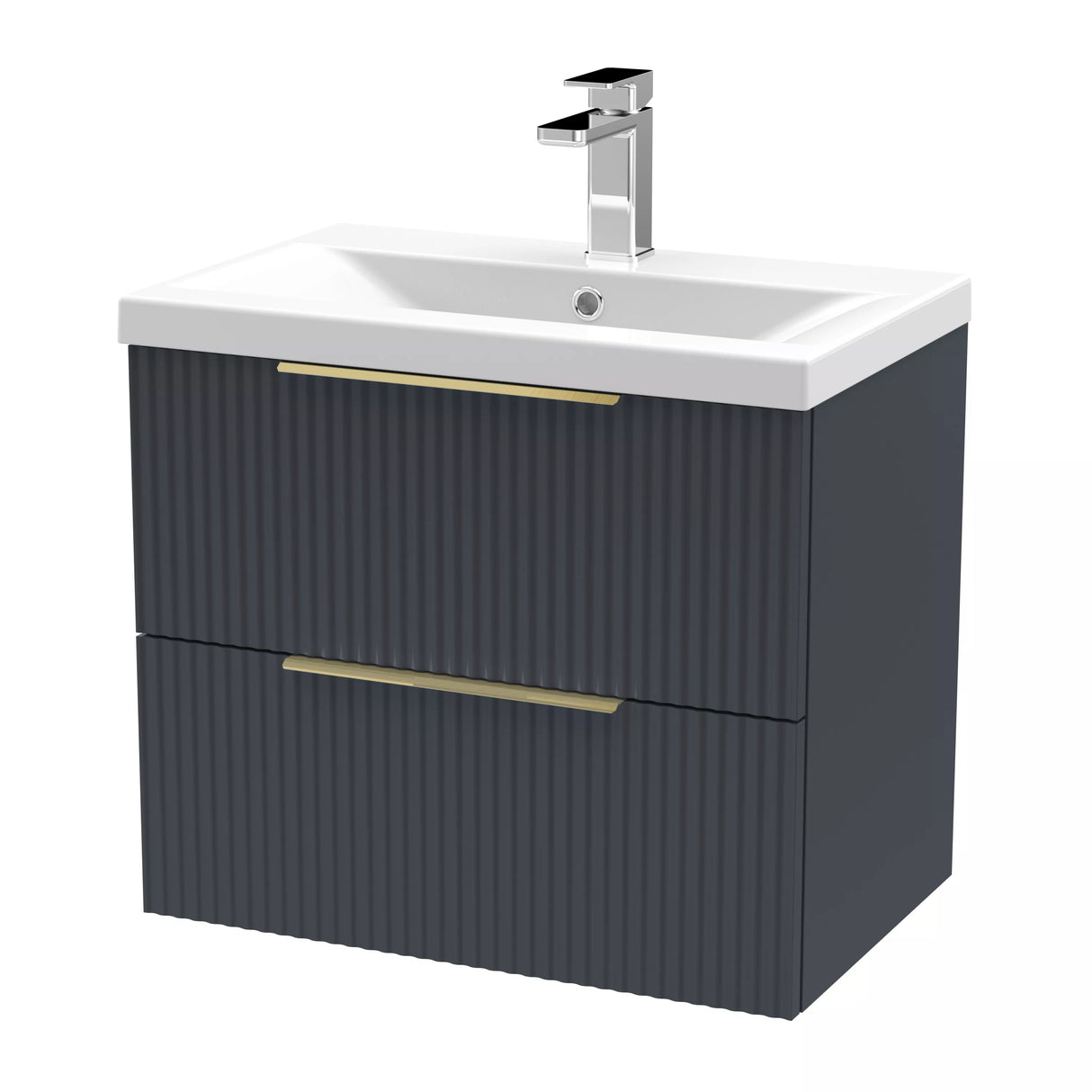 Tixall Fluted Front Wall Hung Vanity Basin Unit with Choice of Size, Colour and Handle Options