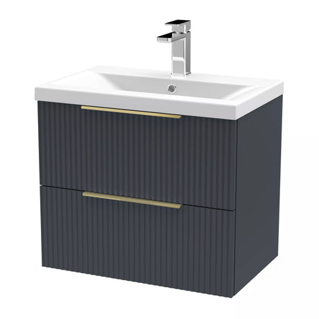 Tixall Fluted Front Wall Hung Vanity Basin Unit with Choice of Size, Colour and Handle Options
