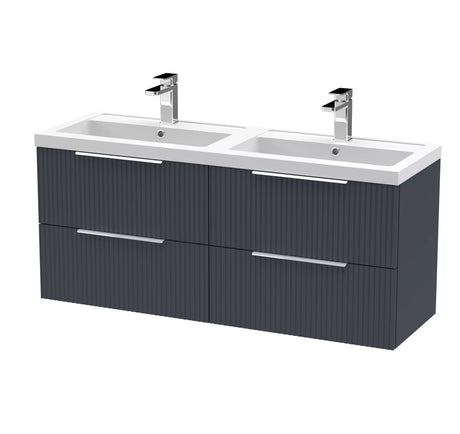 Tixall Fluted Front Wall Hung Vanity Basin Unit with Choice of Size, Colour and Handle Options
