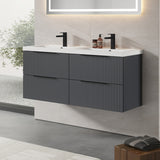 Fluted Front Wall Hung Vanity Basin Unit with Choice of Size, Colour and Handle Options