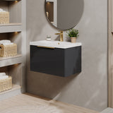 Fluted Front Wall Hung Vanity Basin Unit with Choice of Size, Colour and Handle Options