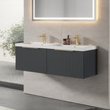 Fluted Front Wall Hung Vanity Basin Unit with Choice of Size, Colour and Handle Options