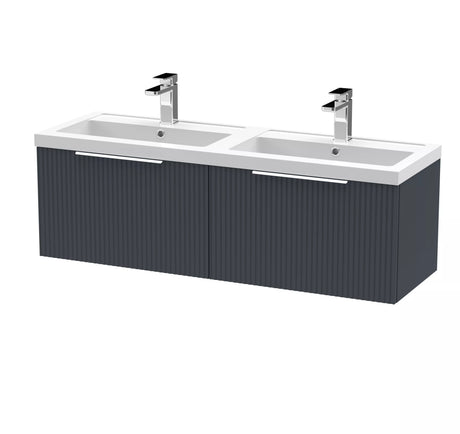 Tixall Fluted Front Wall Hung Vanity Basin Unit with Choice of Size, Colour and Handle Options