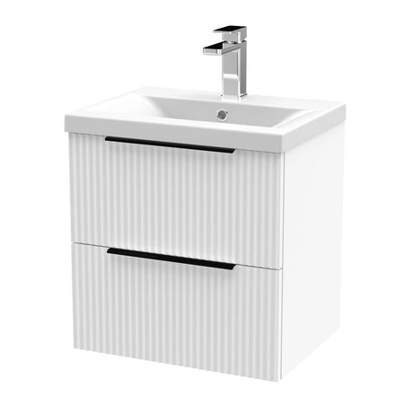 Tixall Fluted Front Wall Hung Vanity Basin Unit with Choice of Size, Colour and Handle Options
