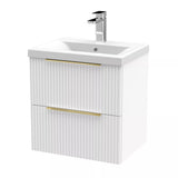 Tixall Fluted Front Wall Hung Vanity Basin Unit with Choice of Size, Colour and Handle Options