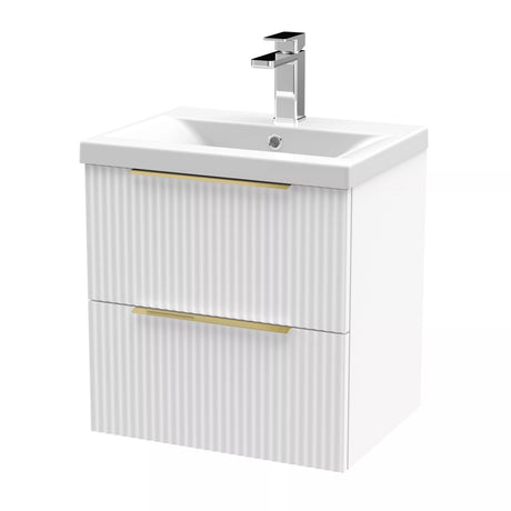 Tixall Fluted Front Wall Hung Vanity Basin Unit with Choice of Size, Colour and Handle Options