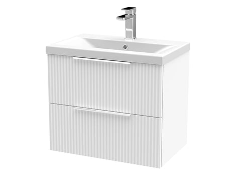 Tixall Fluted Front Wall Hung Vanity Basin Unit with Choice of Size, Colour and Handle Options