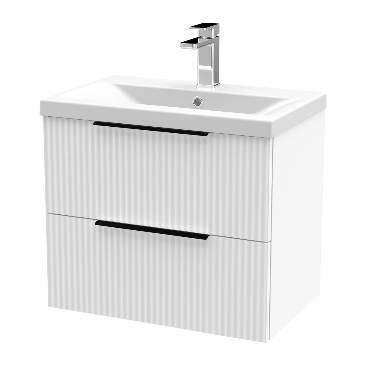 Tixall Fluted Front Wall Hung Vanity Basin Unit with Choice of Size, Colour and Handle Options