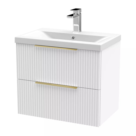 Tixall Fluted Front Wall Hung Vanity Basin Unit with Choice of Size, Colour and Handle Options