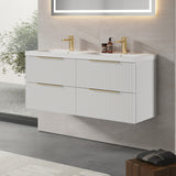 Fluted Front Wall Hung Vanity Basin Unit with Choice of Size, Colour and Handle Options