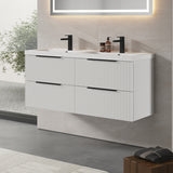 Fluted Front Wall Hung Vanity Basin Unit with Choice of Size, Colour and Handle Options