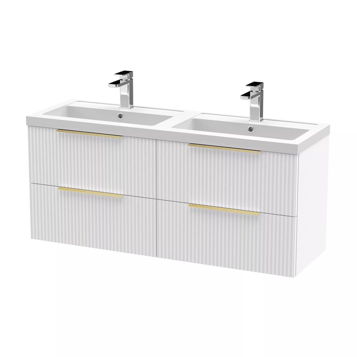 Tixall Fluted Front Wall Hung Vanity Basin Unit with Choice of Size, Colour and Handle Options