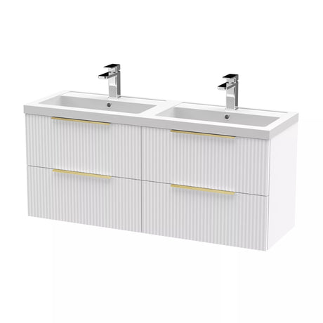 Tixall Fluted Front Wall Hung Vanity Basin Unit with Choice of Size, Colour and Handle Options
