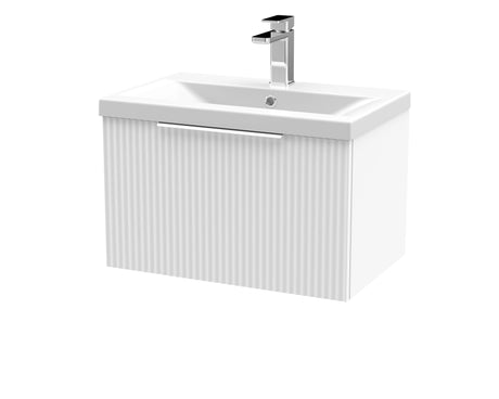 Tixall Fluted Front Wall Hung Vanity Basin Unit with Choice of Size, Colour and Handle Options