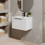 Fluted Front Wall Hung Vanity Basin Unit with Choice of Size, Colour and Handle Options