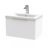 Tixall Fluted Front Wall Hung Vanity Basin Unit with Choice of Size, Colour and Handle Options
