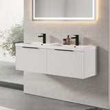 Fluted Front Wall Hung Vanity Basin Unit with Choice of Size, Colour and Handle Options