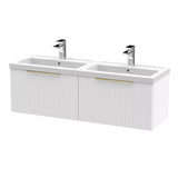 Tixall Fluted Front Wall Hung Vanity Basin Unit with Choice of Size, Colour and Handle Options