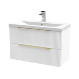 Tixall Fluted Front Wall Hung Vanity Basin Unit with Choice of Size, Colour and Handle Options
