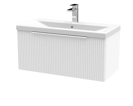 Tixall Fluted Front Wall Hung Vanity Basin Unit with Choice of Size, Colour and Handle Options