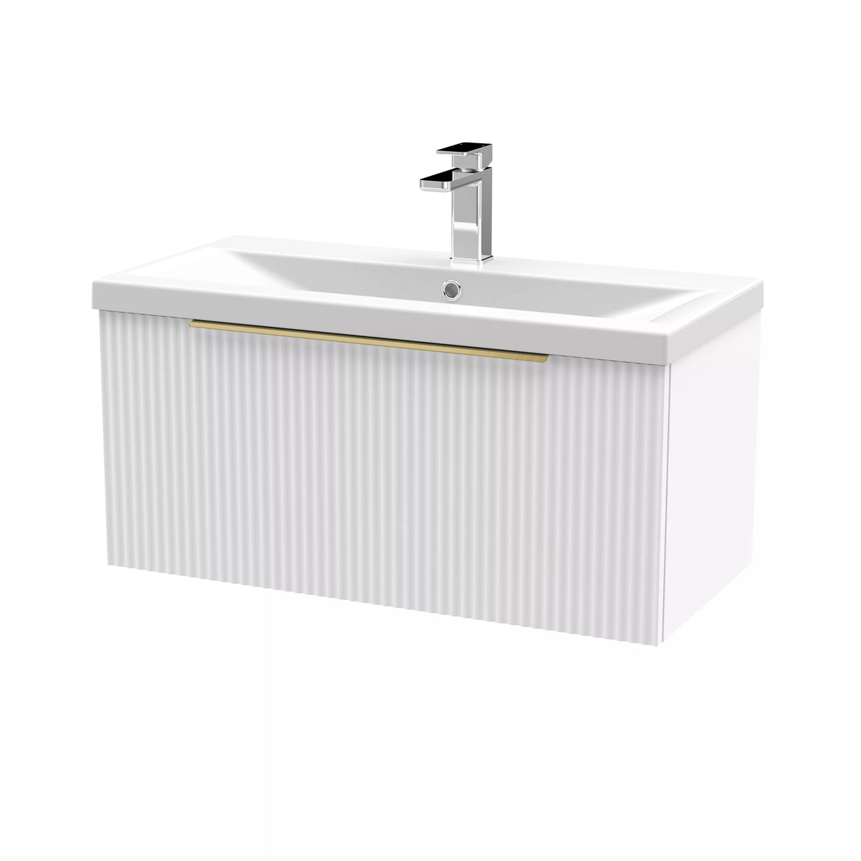 Tixall Fluted Front Wall Hung Vanity Basin Unit with Choice of Size, Colour and Handle Options