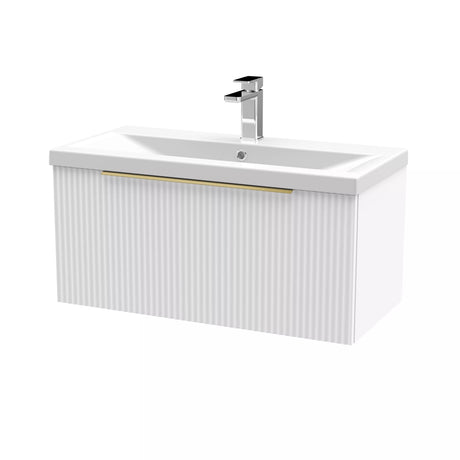 Tixall Fluted Front Wall Hung Vanity Basin Unit with Choice of Size, Colour and Handle Options