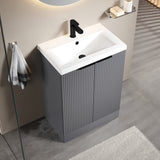 Fluted Front Floor Standing Vanity Basin Unit with Choice of Size, Colour and Handle Options