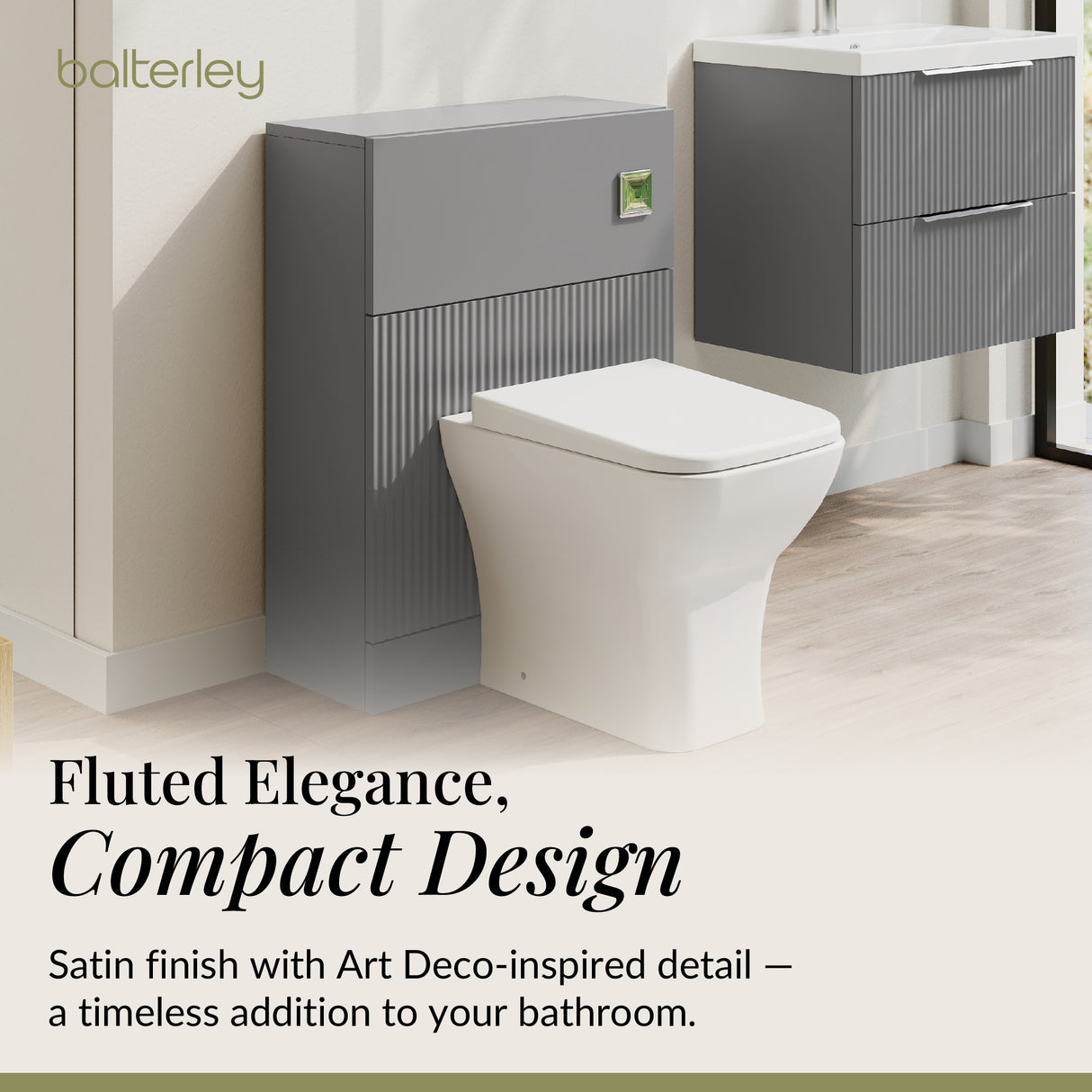 Fluted Front Floor Standing WC Unit, 500mm, Choice of Colour