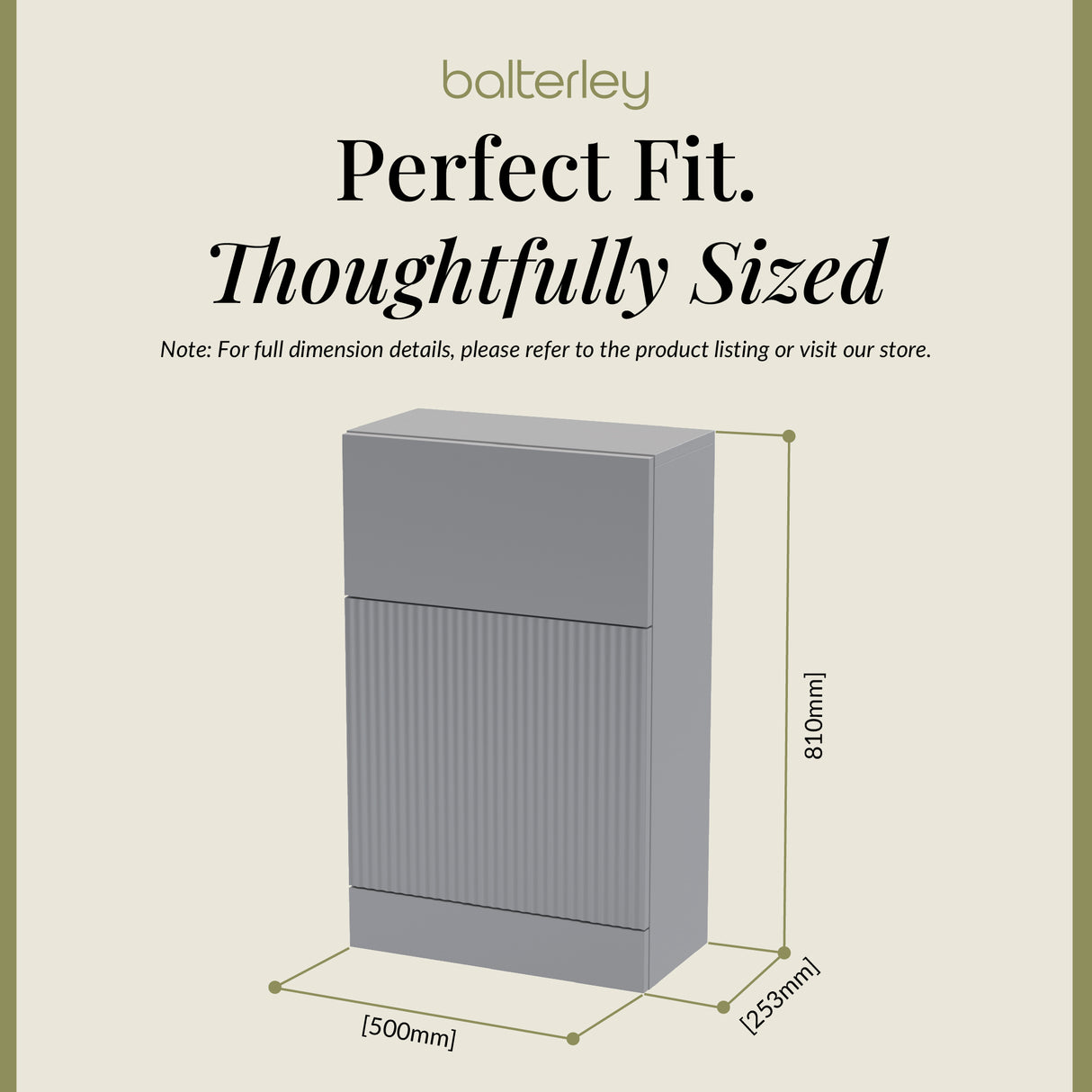 Fluted Front Floor Standing WC Unit, 500mm, Choice of Colour