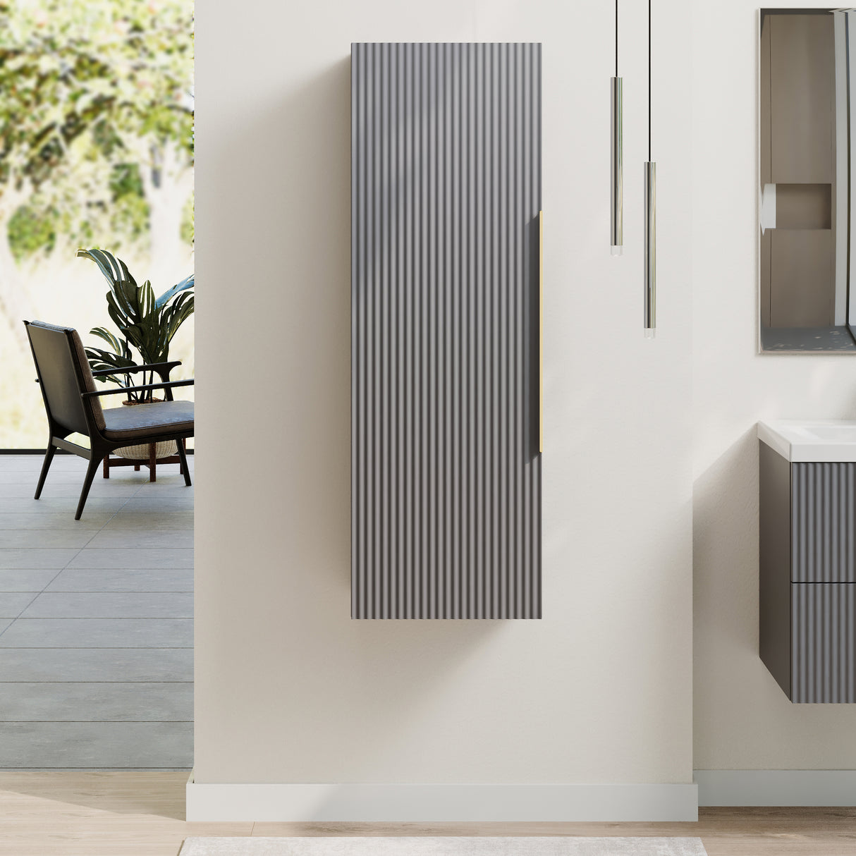Fluted Tall Bathroom Unit, 400mm, Multiple Colours and Handle Options