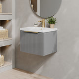Fluted Front Wall Hung Vanity Basin Unit with Choice of Size, Colour and Handle Options